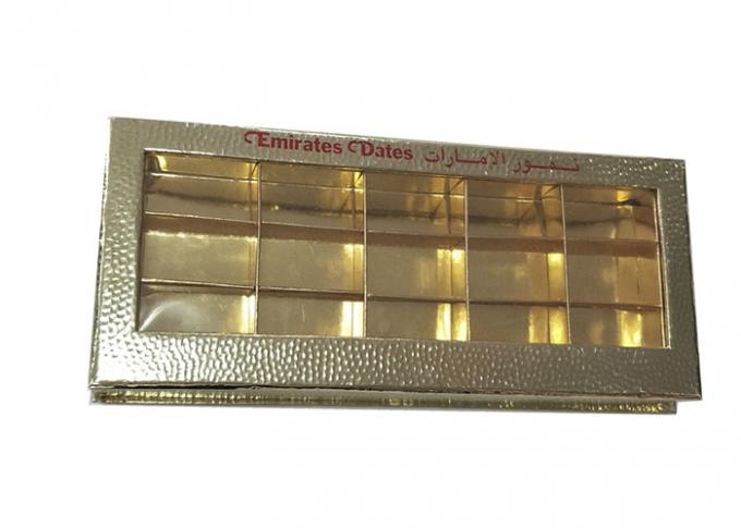 Rectangle formé d'or de boîtes de rangement de livre de cadeau de bonbons au chocolat avec le plateau intérieur