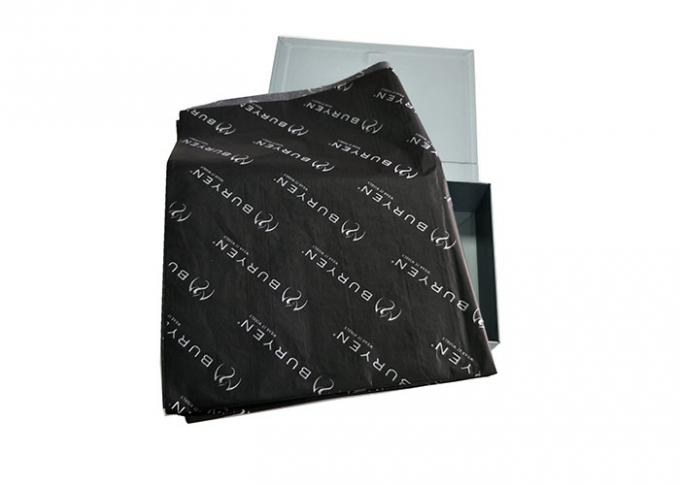 Papier de soie de soie en vrac noir, papier d'emballage de fleur commode avec le logo imprimé
