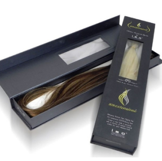 Emballage brillant d'extension de cheveux de papier d'or de boîte formé par livre magnétique de carton