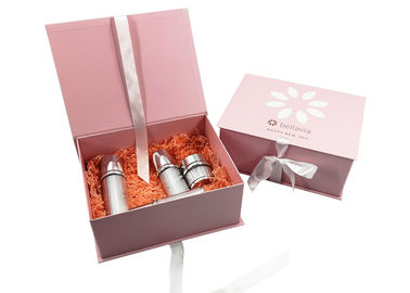 Chine Fermeture pliable de ruban de boîte-cadeau d&#039;emballage cosmétique rose de carton pour des soins de la peau usine