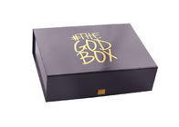 Boîte-cadeau se pliants de carton de rectangle avec le vernis photosensible noir et le logo chaud d'or fournisseur