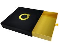 Logo de relief par or coulissant d'aluminium de boîte-cadeau de tiroir de papier noir pour l'habillement fournisseur
