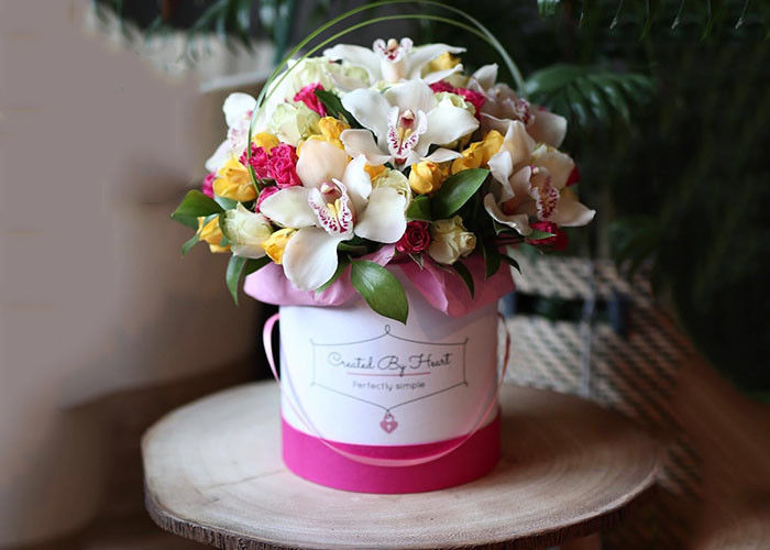 Boîte ronde pliante colorée de fleur pour empilable recyclable de fleur fraîche de conserve fournisseur