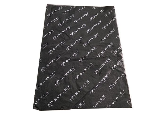 Papier de soie de soie en vrac noir, papier d'emballage de fleur commode avec le logo imprimé fournisseur