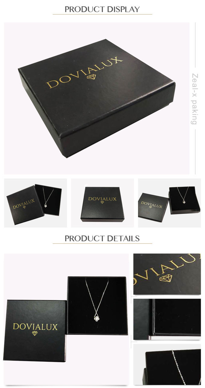 Poids léger de empaquetage de bijoux de papier de boîte-cadeau de collier noir de carton avec l'éponge