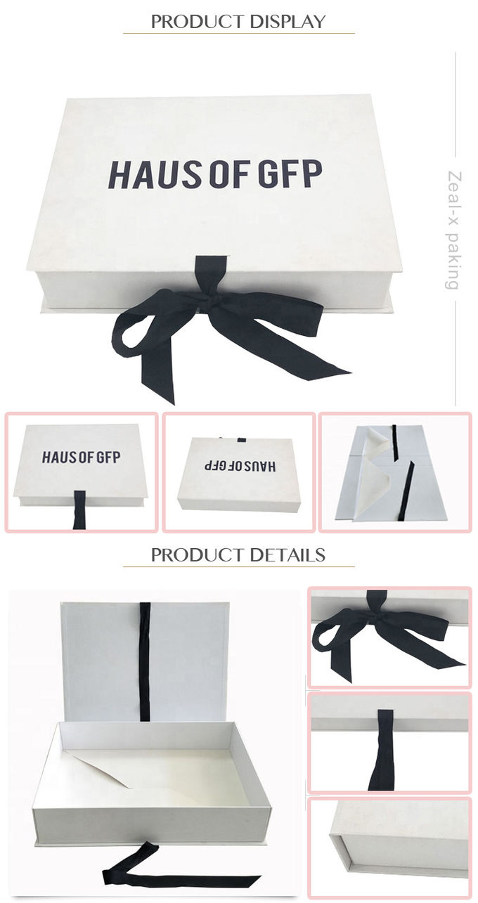 Transport facile se pliant plat blanc de boîte-cadeau magnétique de fermeture de ruban pour l'emballage de robe