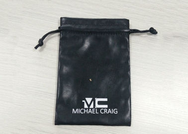 Chine Sacs coriaces noirs de bijoux de cordon, logo d&#039;impression d&#039;écran de poche de cordon de suède usine
