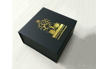Boîte-cadeau actuel d'or de logo fait sur commande d'estampillage, boîte de carton de pliage de noir de Noël fournisseur